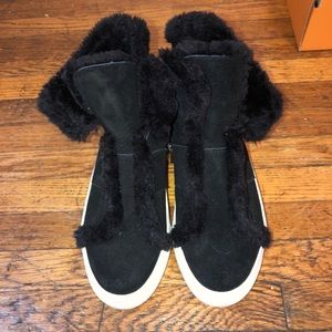 DKNY high top fuzzy sneakers